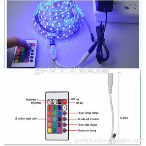 Customized 5050 rgb strip kit with 44 key control and power supply passed CE RoHS